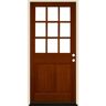 Krosswood Doors 36 in. x 80 in. 9-Lite with Beveled Glass Left Hand English Chestnut Stain Douglas Fir Prehung Front Door