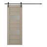 Belldinni Vita 28 in. x 80 in. x 1-3/4 in. 2-Lite Frosted Glass Shambor Composite Core Wood Sliding Barn Door with Hardware Kit