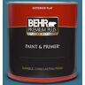 BEHR PREMIUM PLUS 1 qt. #M490-6 Living Stream Flat Exterior Paint & Primer