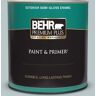 BEHR PREMIUM PLUS 1 qt. #N470-2 Oceanic Climate Semi-Gloss Enamel Exterior Paint & Primer