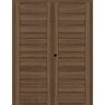 Belldinni Louver 72 in. x 79.375 in. Right Active Pecan Nutwood Wood Composite Double Prehung Interior Door