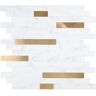 Yipscazo Peel and Stick Backsplash PVC Sticker Wallpaper Smart Tile in Kara White With Gold (5-Sheets 12 in. x 12 in.)