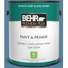 BEHR PREMIUM PLUS 1 gal. #BIC-38 Honest Blue Semi-Gloss Enamel Low Odor Interior Paint & Primer