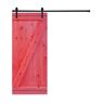 AIOPOP HOME Z-Bar Serie 42 in. x 84 in. Scarlet Knotty Pine Wood DIY Sliding Barn Door with Hardware Kit
