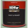 BEHR PREMIUM PLUS 1 qt. #S400-4 Azalea Leaf Flat Exterior Paint & Primer