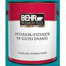 BEHR PREMIUM PLUS 1 gal. #510B-7 Empress Teal Hi-Gloss Enamel Interior/Exterior Paint