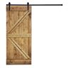 AIOPOP HOME Modern K-Bar Series 36 in. x 84 in. Briar smoke Brown stained Knotty Pine Wood DIY Sliding Barn Door with Hardware Kit