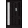 Steves & Sons Regency 51 in. x 96 in. 2P Plank Cavalier Speakeasy RHIS Onyx Stain Fiberglass Prehung Front Door w/12in. Rain SL