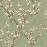 Spring Blossom Collection Sakura Tree Green Matte Finish Non-Pasted Non-Woven Paper Wallpaper Roll