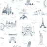 NuWallpaper L&mark Navy Travelers Toille Novelty Vinyl Peel and Stick Wallpaper Roll