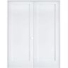 Krosswood Doors 48 in. x 80 in. Craftsman Shaker 1-Panel Left Handed MDF Solid Core Primed Wood Double Prehung Interior French Door