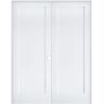 Krosswood Doors 60 in. x 80 in. Craftsman Shaker 1-Panel Left Handed MDF Solid Core Primed Wood Double Prehung Interior French Door