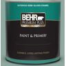 BEHR PREMIUM PLUS 1 qt. #S430-4 Green Meets Blue Semi-Gloss Enamel Exterior Paint & Primer