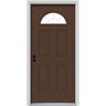 JELD-WEN 30 in. x 80 in. Fan Lite Dark Chocolate Painted Steel Prehung Right-Hand Inswing Front Door w/Brickmould