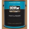 BEHR PREMIUM PLUS 1 gal. #S260-6 Circus Peanut Satin Enamel Exterior Paint & Primer