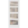 Stile Doors 30 in. x 80 in. 4-Lite Satin Etched Glass Solid Core Primed Wood MDF Interior Door Slab