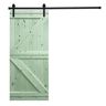AIOPOP HOME K-Bar 30 in. x 84 in. Iced Mint Green Stained Knotty Pine Wood DIY Sliding Barn Door with Hardware Kit