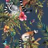 HOLDEN Tropical Lemur Midnight Blue Non-Pasted Wallpaper Roll (Covers 56 sq. ft.)