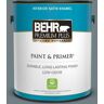 BEHR PREMIUM PLUS 1 gal. #BXC-48 Courtyard Blue Satin Enamel Low Odor Interior Paint & Primer