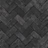 Herringbone Brick Black/Dark Grey Design Matte Finish Vinyl on Non-Woven Non-Pasted Wallpaper Roll