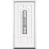 Masonite 36 in. x 80 in. Providence Center Arch Right-Hand Inswing Primed Steel Prehung Front Door with Brickmold, Vinyl Frame