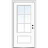 MMI Door 36 in. x 80 in. Simulated Divided Lites Left-Hand 3/4-Lite Clear 1-Panel Primed Fiberglass Smooth Prehung Front Door