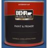 BEHR PREMIUM PLUS 1 qt. #590B-7 Award Blue Flat Exterior Paint & Primer