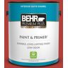 BEHR PREMIUM PLUS 1 gal. #170B-7 Red Tomato Satin Enamel Low Odor Interior Paint & Primer