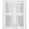 VDOMDOORS 7222 36 in. x 96 in. Universal Handling Full Lite Frosted Glass Solid White Finished Pine MDF Double Prehung French Door
