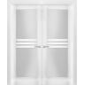 VDOMDOORS 7222 48 in. x 96 in. Universal Handling Full Lite Frosted Glass Solid White Finished Pine MDF Double Prehung French Door