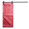 AIOPOP HOME K-Bar Serie 30 in. x 84 in. Scarlet Knotty Pine Wood DIY Sliding Barn Door with Hardware Kit