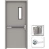 LIF Industries, Inc 36 in. x 80 in. Gray Flush Exit with 5x20 VL Left-Hand Fireproof Steel Prehung Commercial Door with Welded Frame