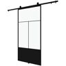 Nation 37 in. x 84 in. 3/4 Lite Clear Glass Black Metal Finish Sliding Barn Door with Hardware Kit