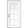 MMI Door 36 in. x 80 in. Simulated Divided Lites Right-Hand Full Lite Clear Classic Primed Fiberglass Smooth Prehung Front Door