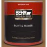 BEHR PREMIUM PLUS 1 qt. #QE-31 Barcelona Brown Flat Exterior Paint & Primer