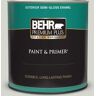 BEHR PREMIUM PLUS 1 qt. #N380-1 Mortar Semi-Gloss Enamel Exterior Paint & Primer