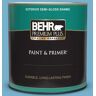 BEHR PREMIUM PLUS 1 qt. #550D-5 Ocean Cruise Semi-Gloss Enamel Exterior Paint & Primer