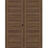 Belldinni Louver 72 in. x 83.25 in. Left-Hand Active Pecan Nutwood Wood Composite Double Prehung Interior Door