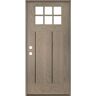 Krosswood Doors Craftsman 36 in. x 80 in. 6-Lite Right-Hand/Inswing Clear Glass Oiled Leather Stain Fiberglass Prehung Front Door