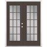 Masonite 60 in. x 80 in. Willow Wood Steel Prehung Left-Hand Inswing 15-Lite Clear Glass Patio Door with Brickmold