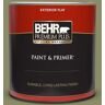 BEHR PREMIUM PLUS 1 qt. #S370-5 Pesto Paste Flat Exterior Paint & Primer