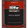 BEHR PREMIUM PLUS 1 gal. #ICC-82 Library Red Flat Exterior Paint & Primer