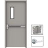 LIF Industries, Inc 36 in. x 80 in. Gray Flush Exit with 5x20 VL Right-Hand Fireproof Steel Prehung Commercial Door with Welded Frame