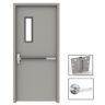 LIF Industries, Inc 36 in. x 84 in. Gray Flush Exit with 5x20 VL Right-Hand Fireproof Steel Prehung Commercial Door with Welded Frame
