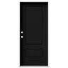 JELD-WEN 36 in. x 80 in. 2 Panel Euro Right-Hand/Inswing Black Steel Prehung Front Door