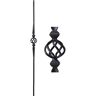 Atlas Stair Parts Baroque 44 in. x 9/16 in. Satin Black Single Basket Hammered Solid Wrought Iron Baluster