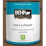 BEHR PREMIUM PLUS 1 gal. #290F-7 Wooden Cabin Satin Enamel Low Odor Interior Paint & Primer