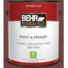 BEHR PREMIUM PLUS 1 gal. #ICC-82 Library Red Flat Low Odor Interior Paint & Primer