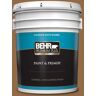 BEHR PREMIUM PLUS 5 gal. #QE-31 Barcelona Brown Satin Enamel Exterior Paint & Primer