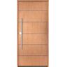 Krosswood Doors TETON Modern Faux Pivot 36 in. x 80 in. Right-Hand/Inswing 6-Grid Solid Panel Teak Stain Fiberglass Prehung Front Door